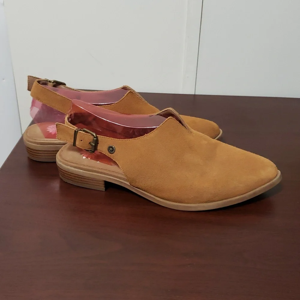 YELLOW BOX FREEDAH Tan‎ Suede Slip-On Slingback Loafers - Picture 4 of 7